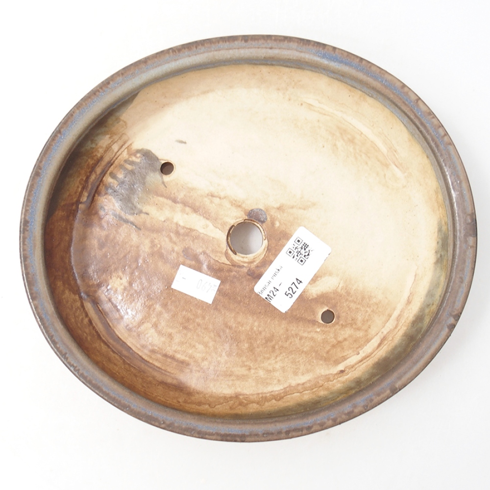 Bol à bonsaï en céramique 20,5 x 18,5 x 4,5 cm, couleur bleu