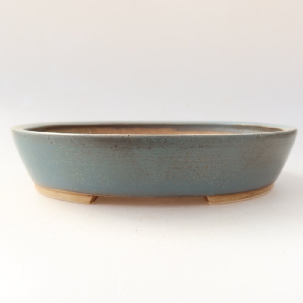 Pot à bonsaï en céramique 21 x 19 x 4,5 cm, couleur bleue