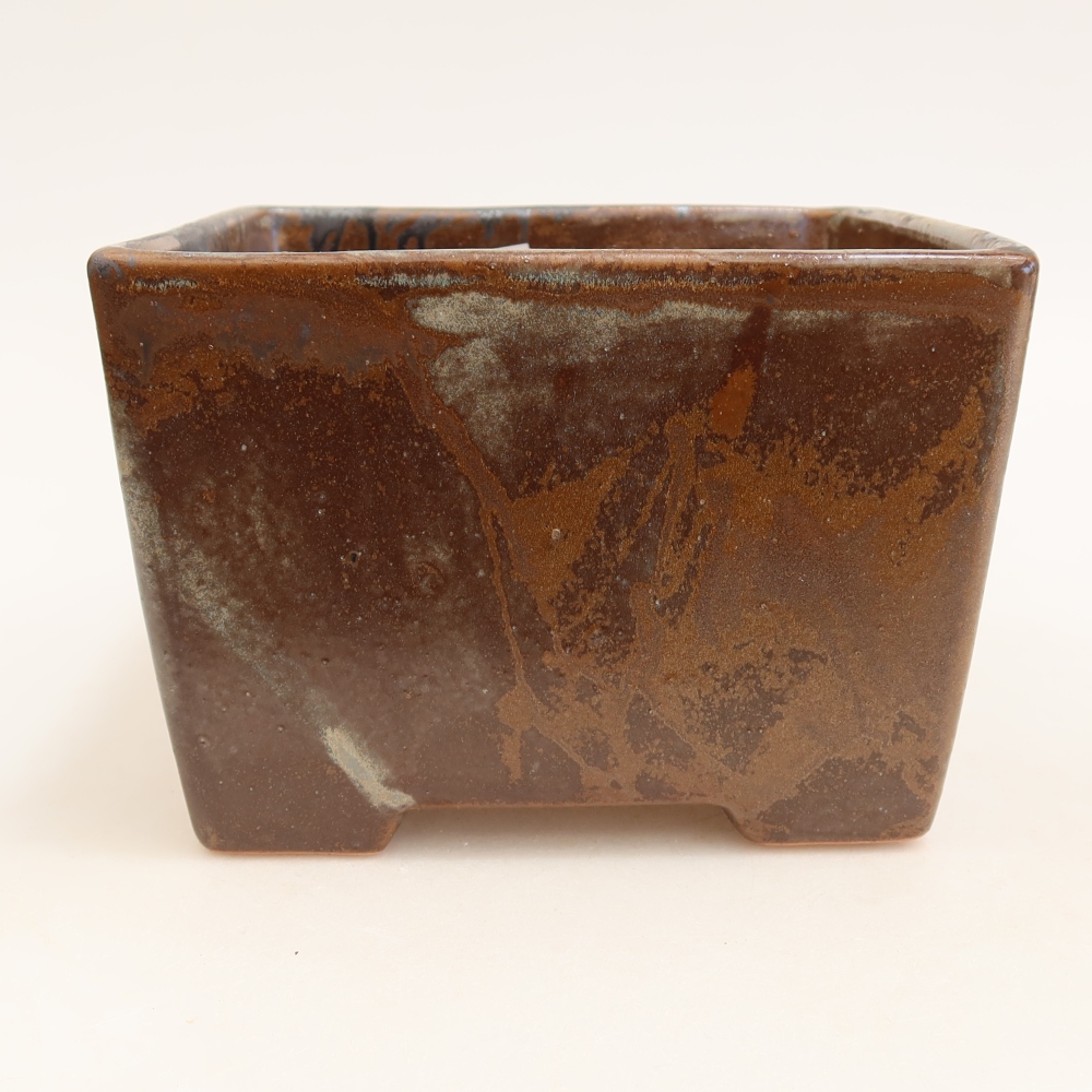 Pot à bonsaï en céramique 15 x 15 x 10,5 cm, couleur marron