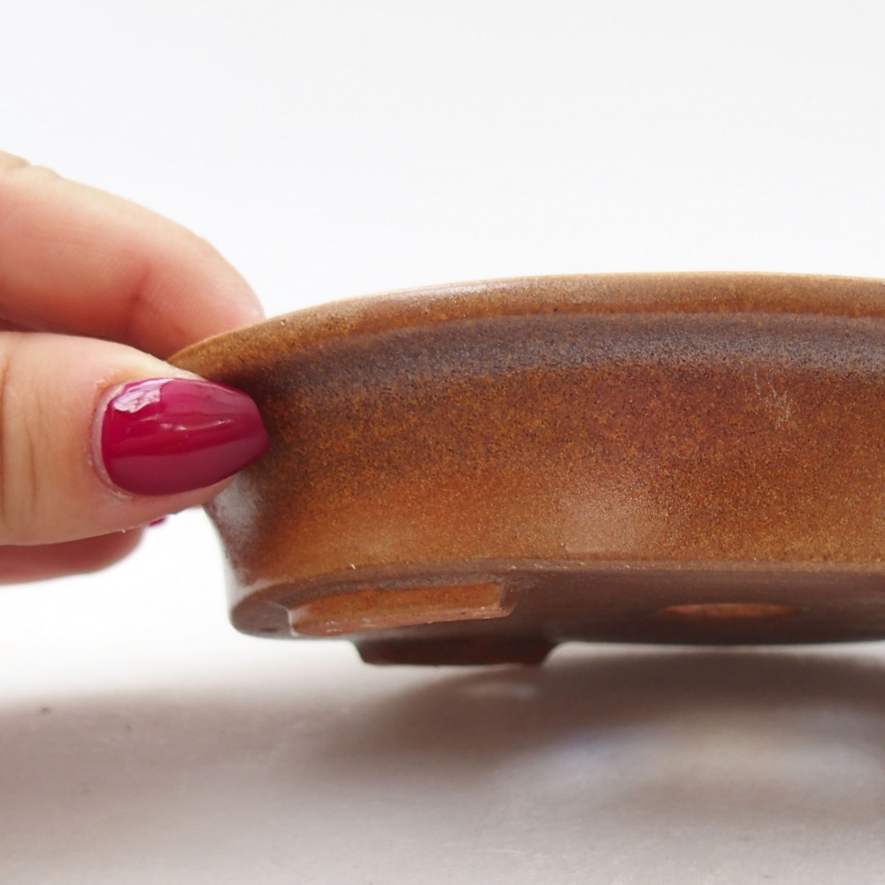 Bol à bonsaï en céramique 13 x 11 x 3 cm, brun