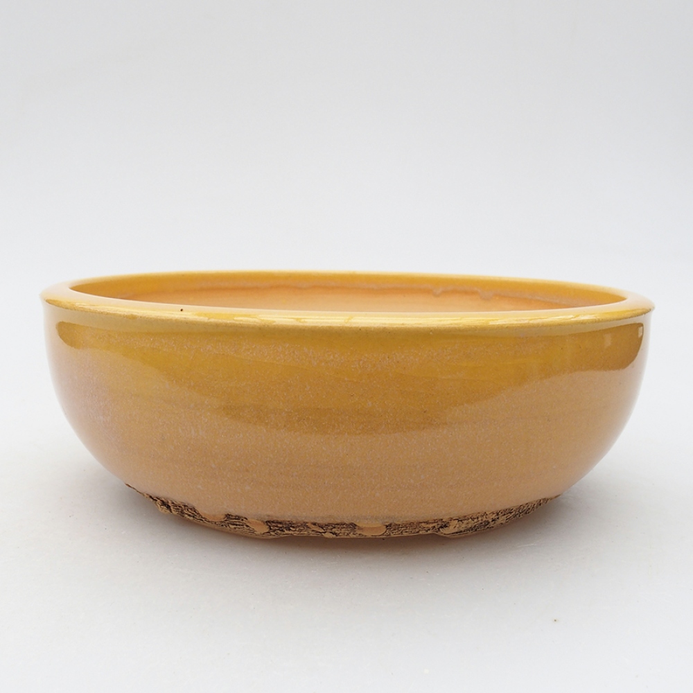 Bol à bonsaï en céramique 18,5 x 18,5 x 6 cm, jaune