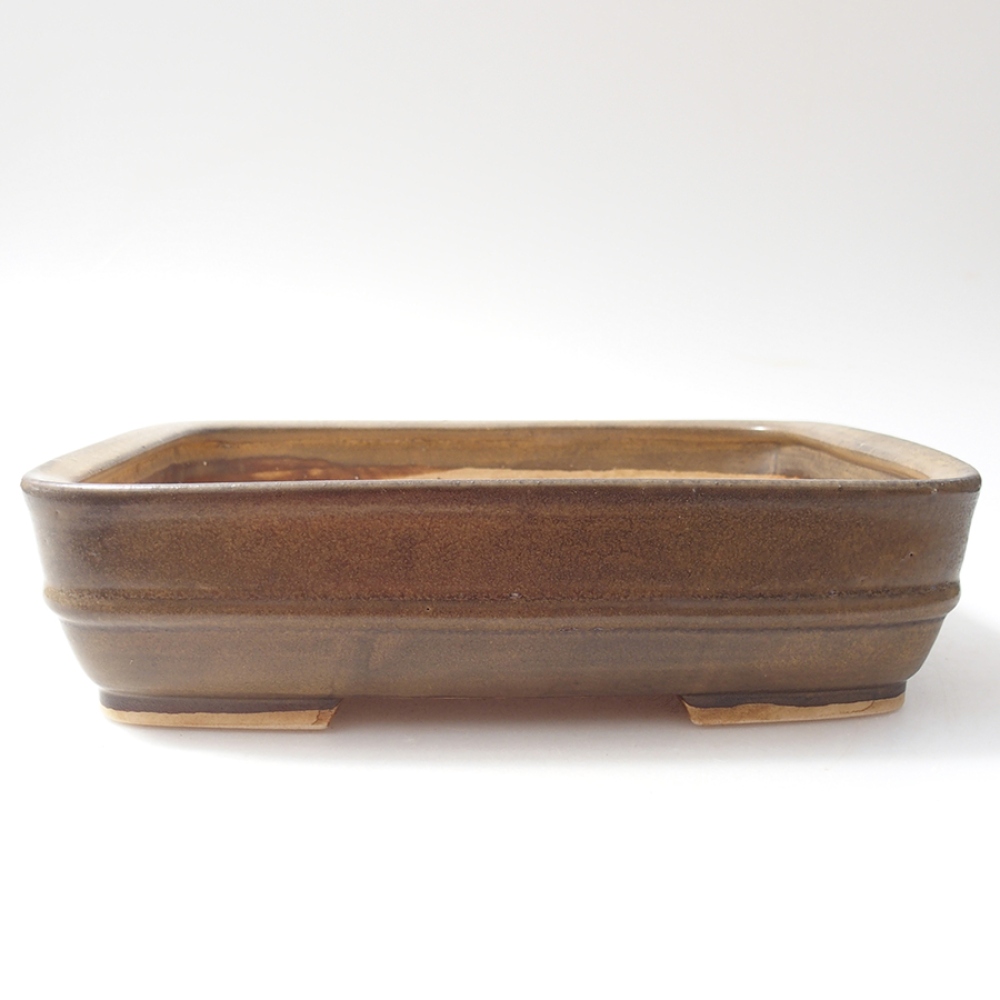 Bol à bonsaï en céramique 22 x 19 x 5,5 cm, brun
