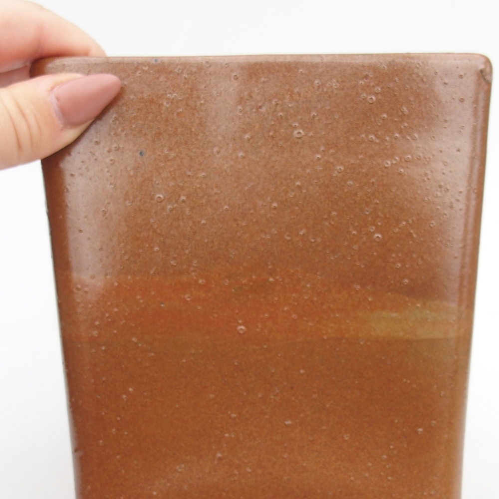 Bol à bonsaï en céramique 13 x 13 x 13,5 cm, brun