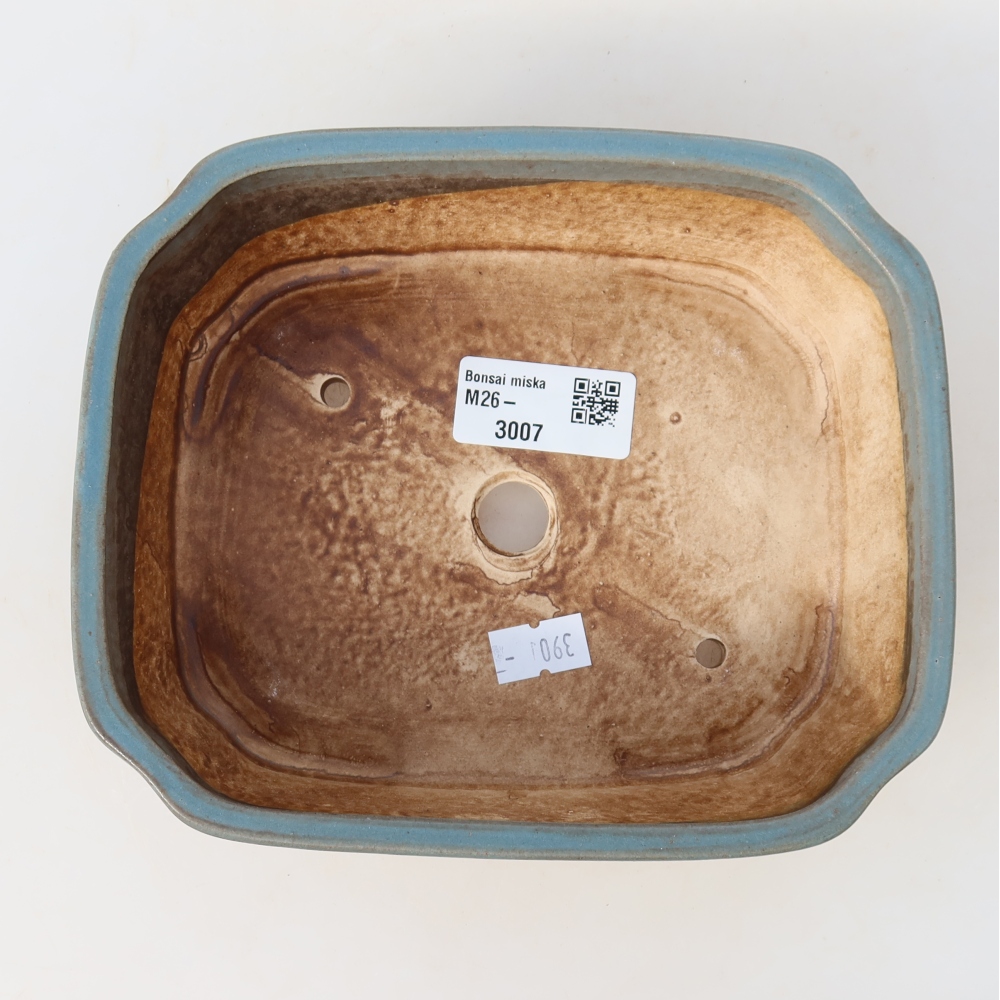 Pot à bonsaï en céramique 17,5 x 14,5 x 5 cm, couleur bleue