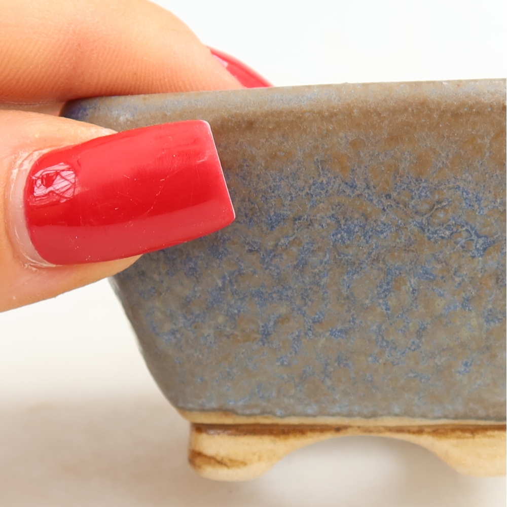 Pot à bonsaï en céramique 6 x 6 x 4 cm, couleur bleue