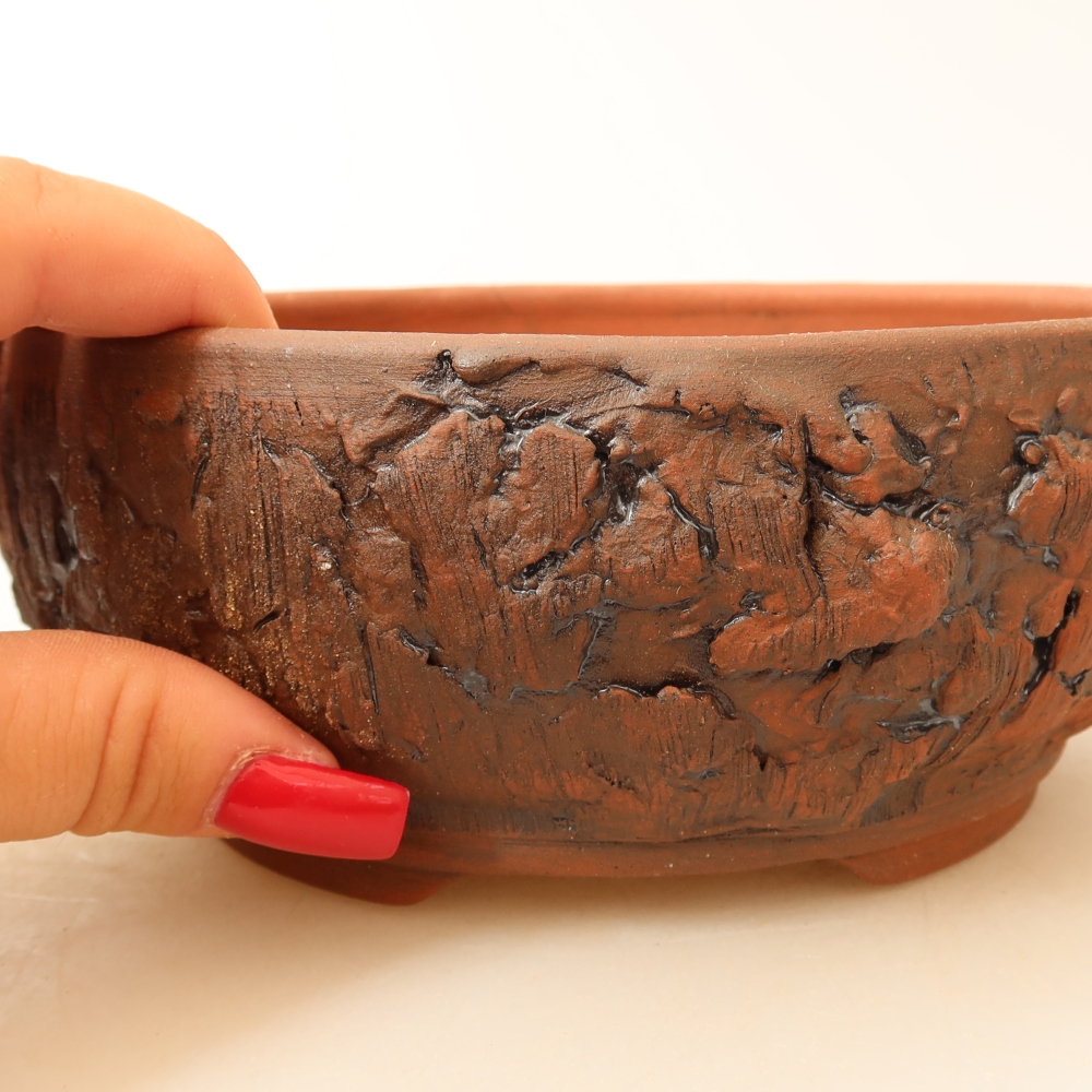 Pot à bonsaï en céramique 16 x 16 x 6,5 cm, couleur marron