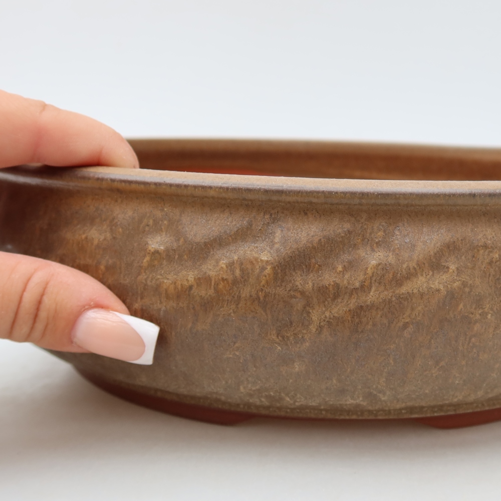 Pot à bonsaï en céramique 27 x 27 x 7,5 cm, couleur marron