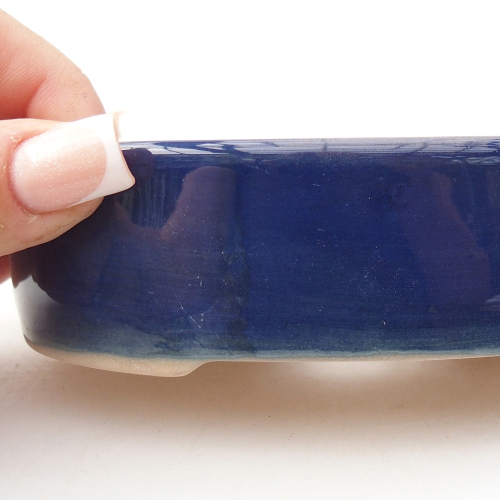 Bol à bonsaï en céramique 12,5 x 10 x 3,5 cm, couleur bleu