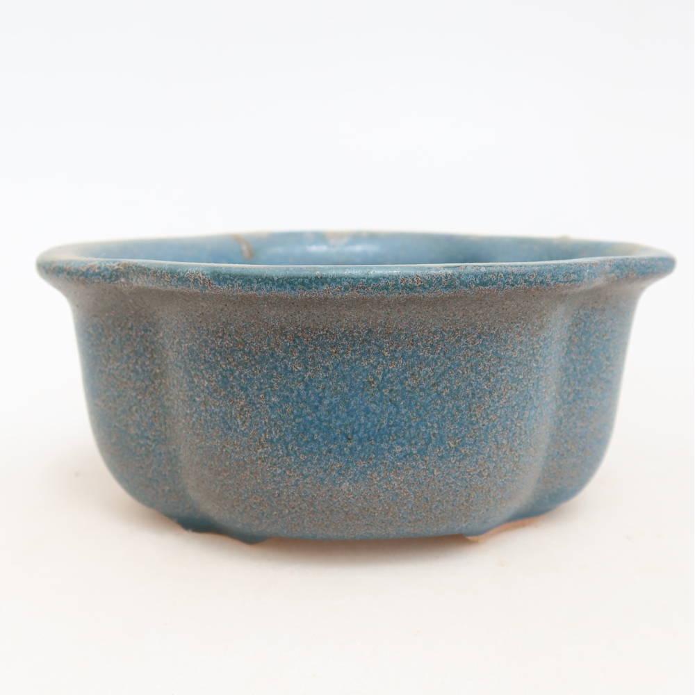 Pot à bonsaï en céramique 13,5 x 11 x 6 cm, couleur bleue