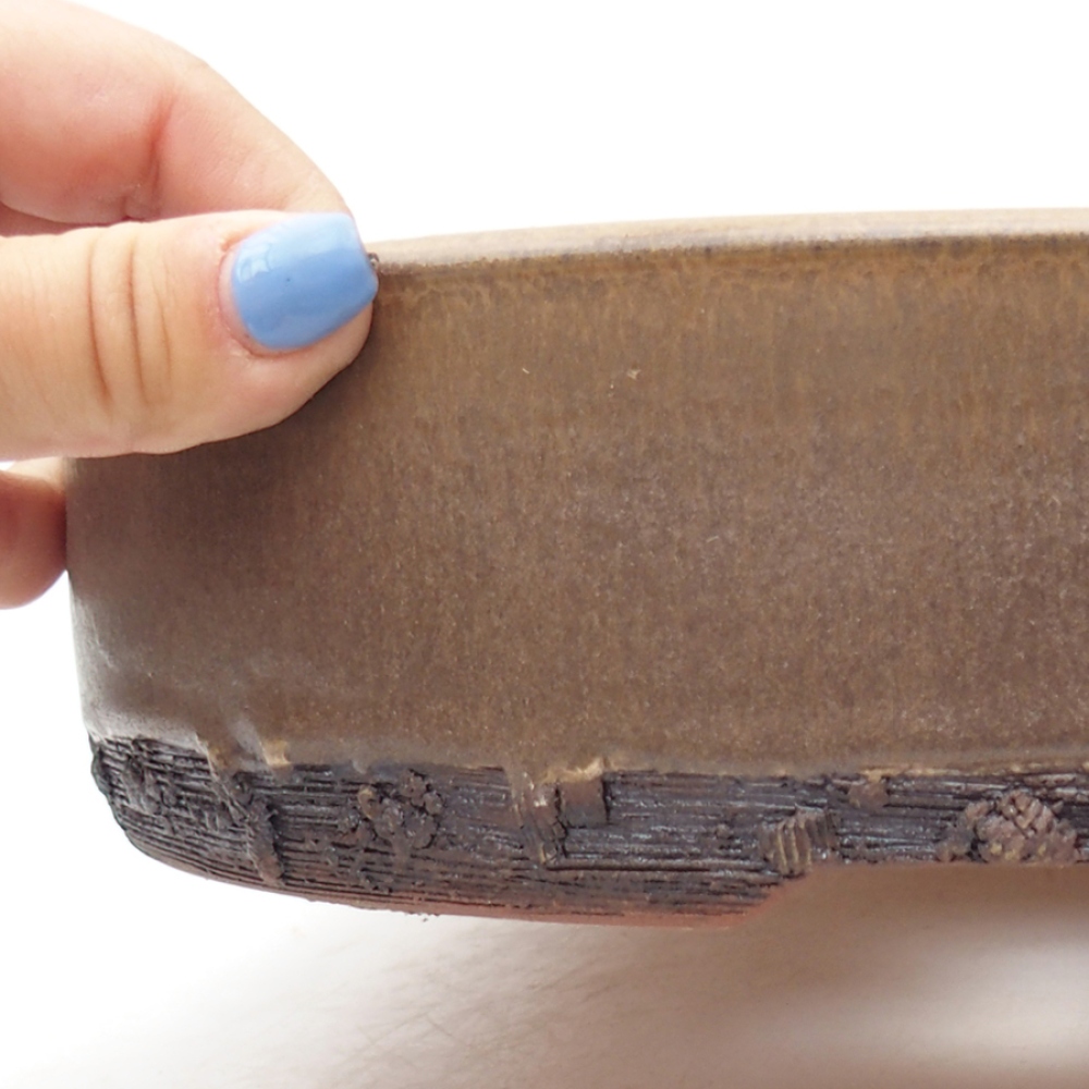 Bol à bonsaï en céramique 24,5 x 24,5 x 6 cm, brun