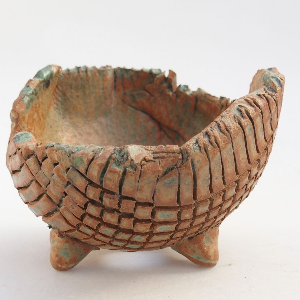 Coquille en céramique 10 x 9,5 x 7,5 cm , couleur brun-vert