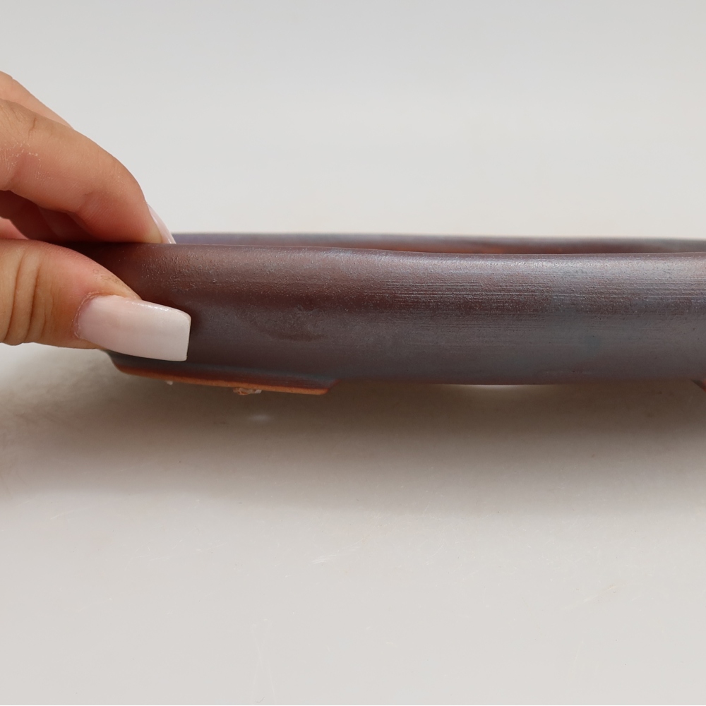 Bol à bonsaï en céramique 22,5 x 16,5 x 3 cm, couleur métal