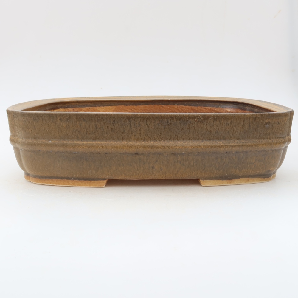 Pot à bonsaï en céramique 29,5 x 24,5 x 7 cm, couleur marron