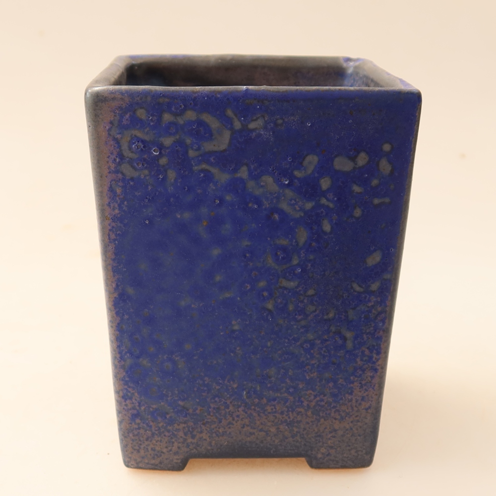 Pot à bonsaï en céramique 7,5 x 7,5 x 10 cm, couleur bleue