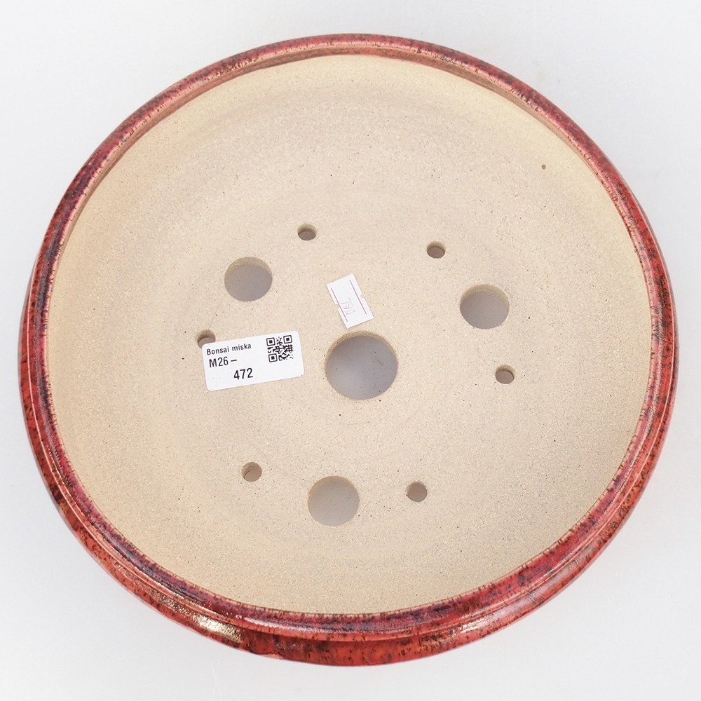Bol à bonsaï en céramique 25 x 25 x 7,5 cm, couleur rouge