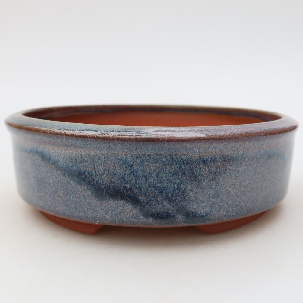 Pot à bonsaï en céramique 14,5 x 14,5 x 5 cm, couleur bleue
