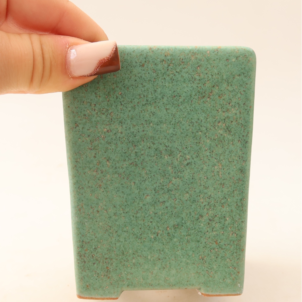 Pot à bonsaï en céramique 7,5 x 7,5 x 10 cm, couleur verte