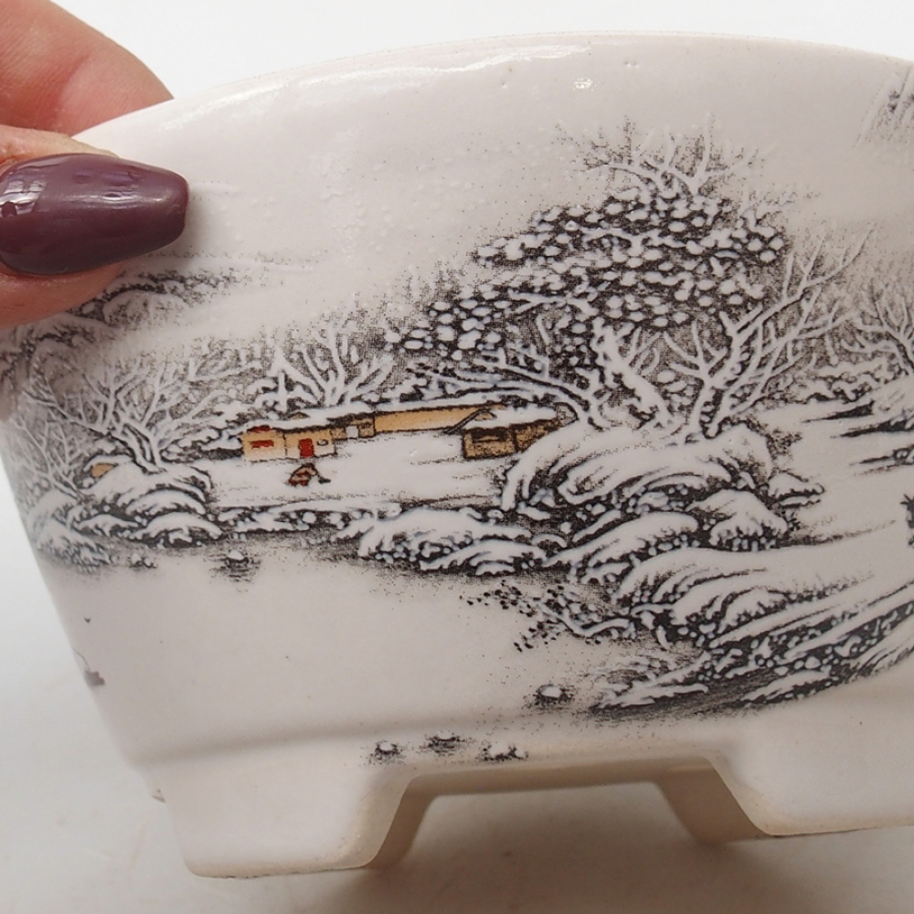 Bol à bonsaï en céramique 12 x 12 x 6,5 cm, couleur blanc