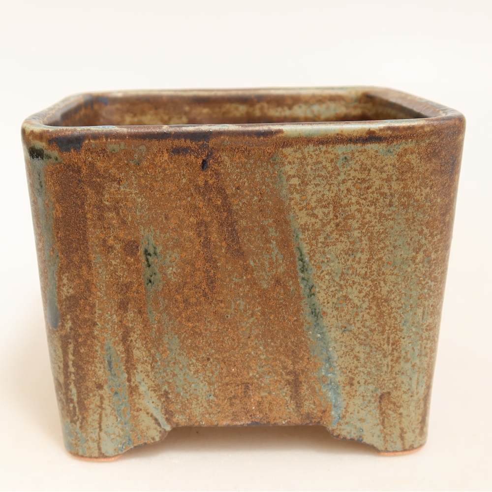 Pot à bonsaï en céramique 10 x 10 x 8,5 cm, couleur marron