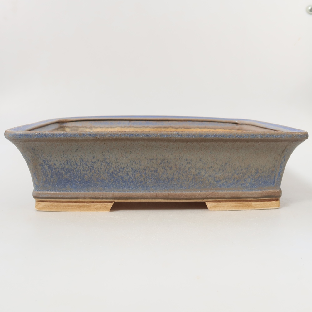 Pot à bonsaï en céramique 29,5 x 24 x 8 cm, couleur bleue