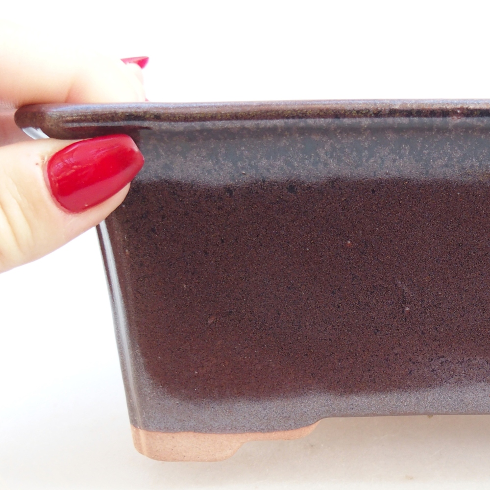 Bol à bonsaï en céramique 18 x 14 x 7 cm, couleur métal