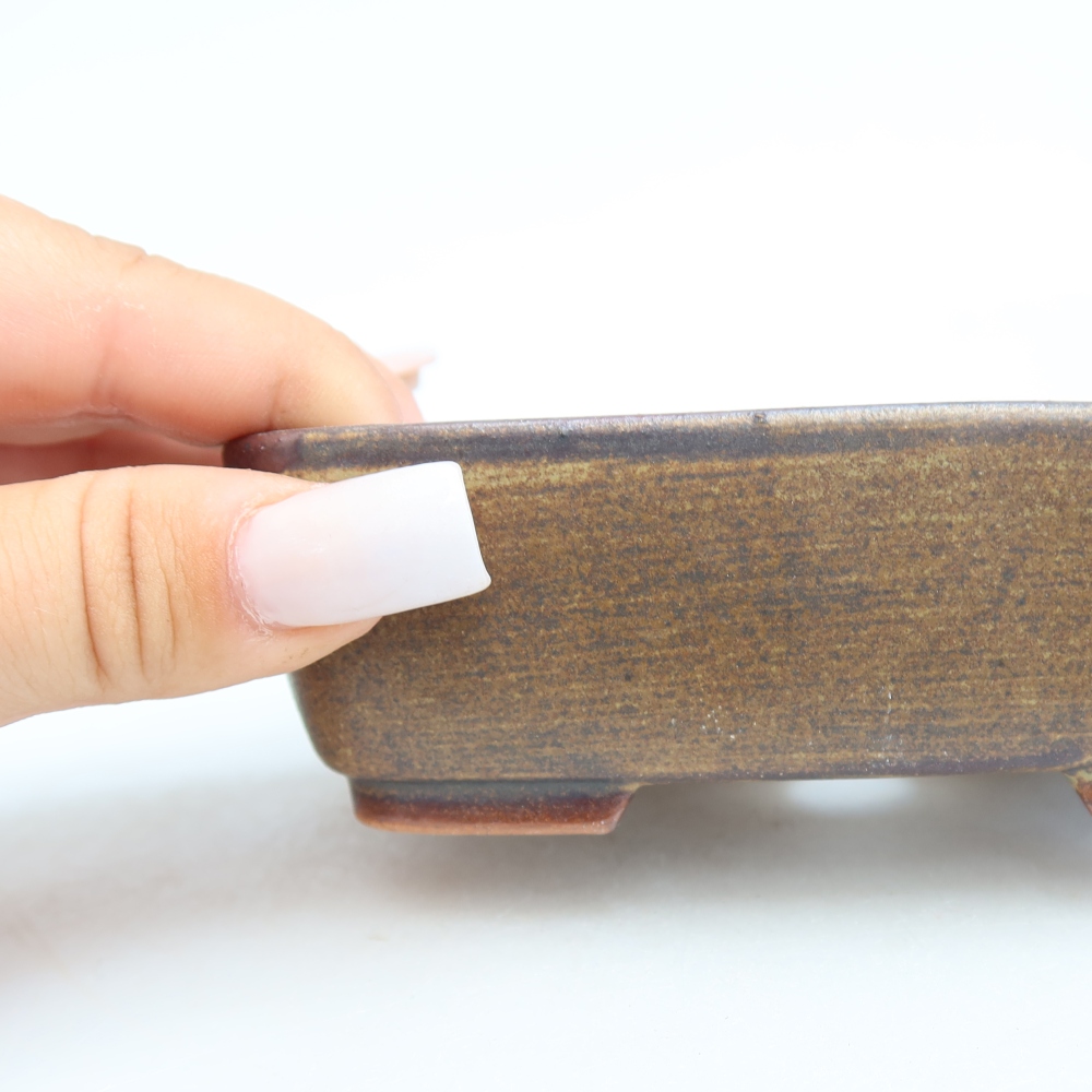 Pot à bonsaï en céramique 12,5 x 9,5 x 4 cm, couleur marron
