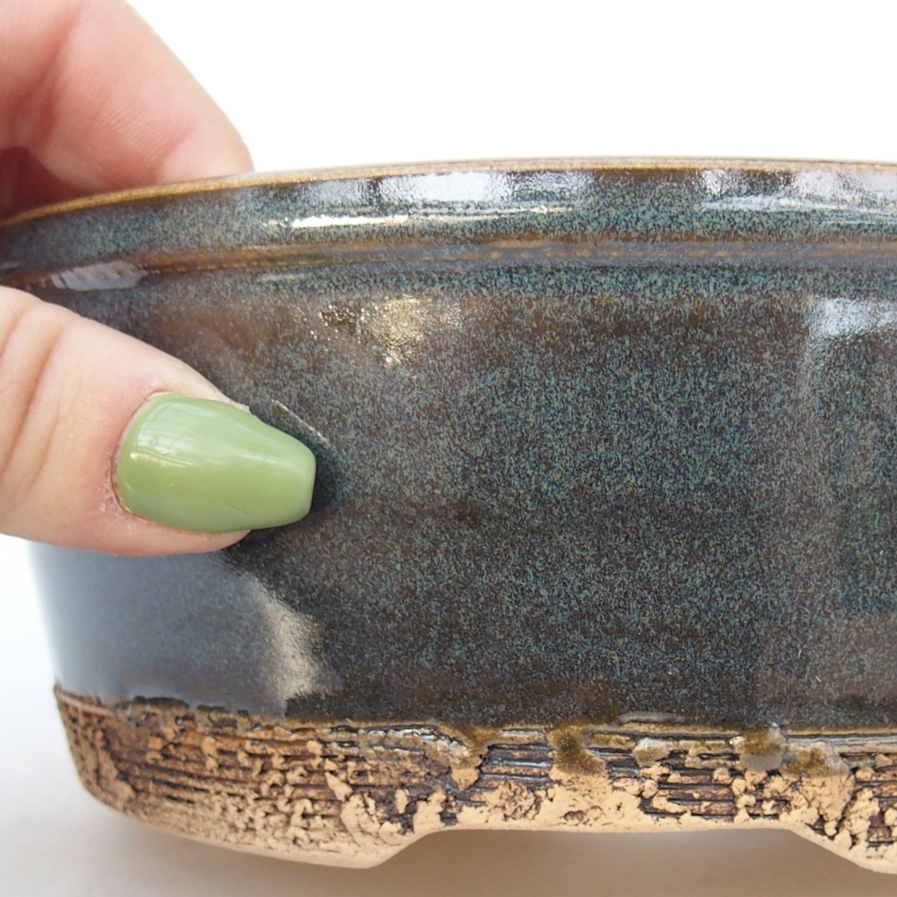 Bol à bonsaï en céramique 16 x 16 x 6 cm, bleu-gris