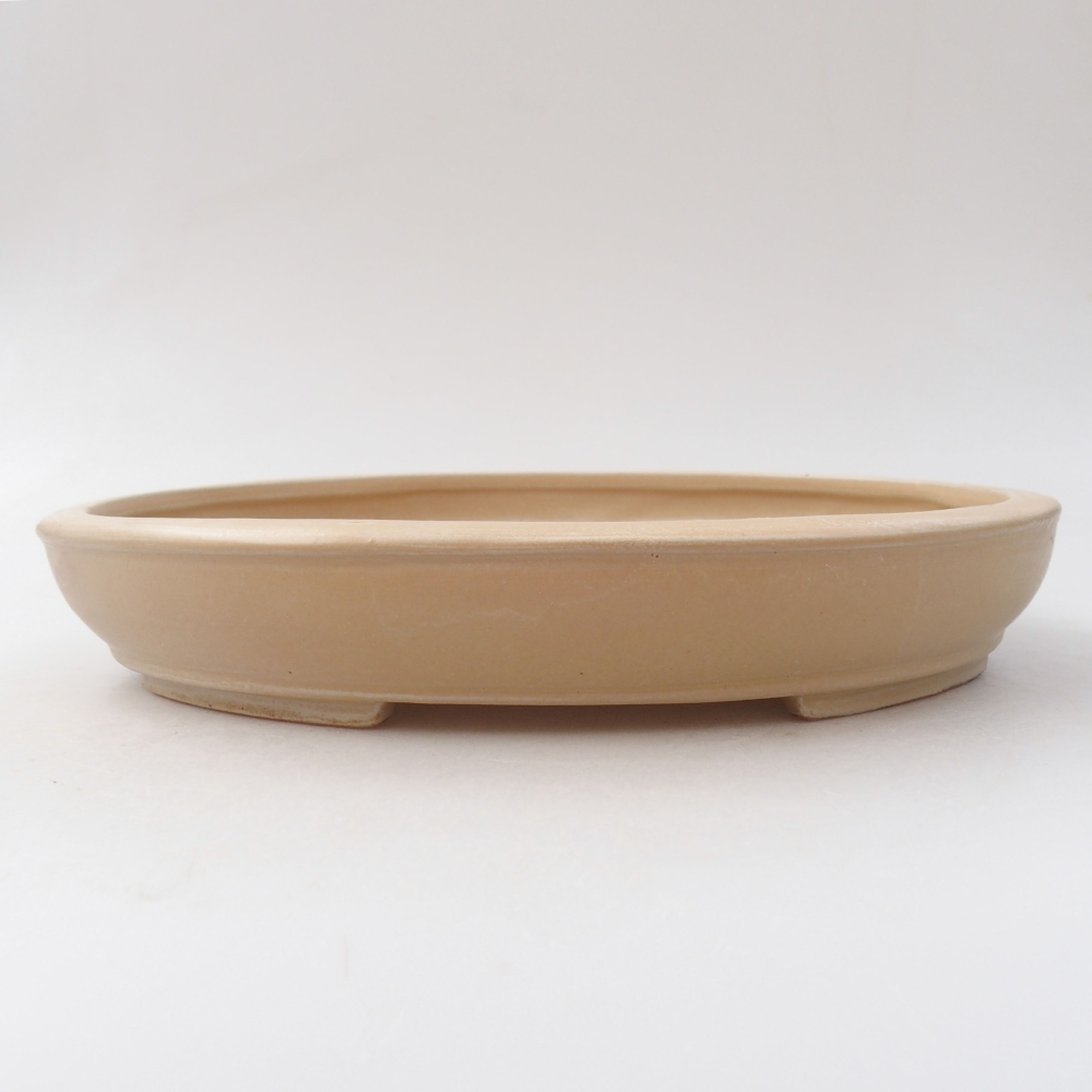 Bol à bonsaï en céramique 24,5 x 20 x 4 cm, couleur beige