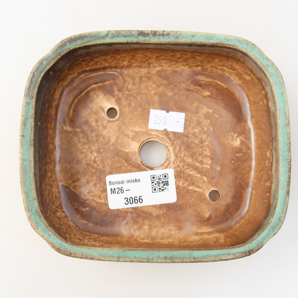 Pot à bonsaï en céramique 13,5 x 12 x 4 cm, couleur verte