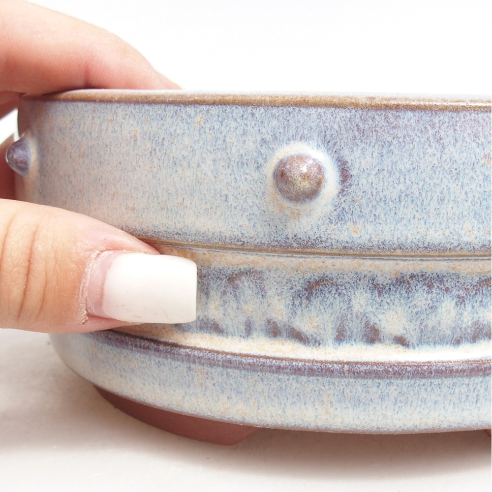 Bol à bonsaï en céramique 15,5 x 15,5 x 6,5 cm, couleur bleu