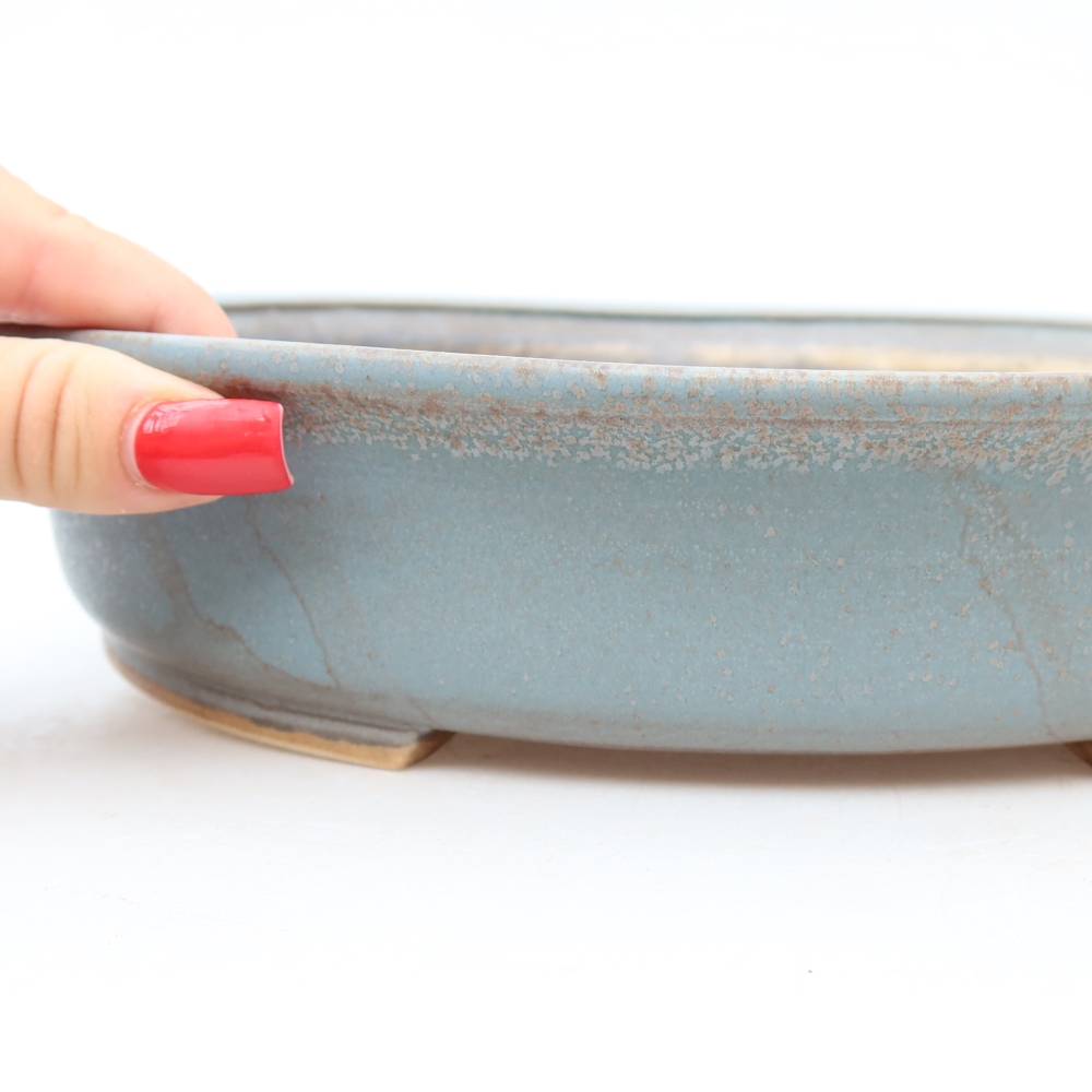 Pot à bonsaï en céramique 27 x 24 x 5,5 cm, couleur bleue