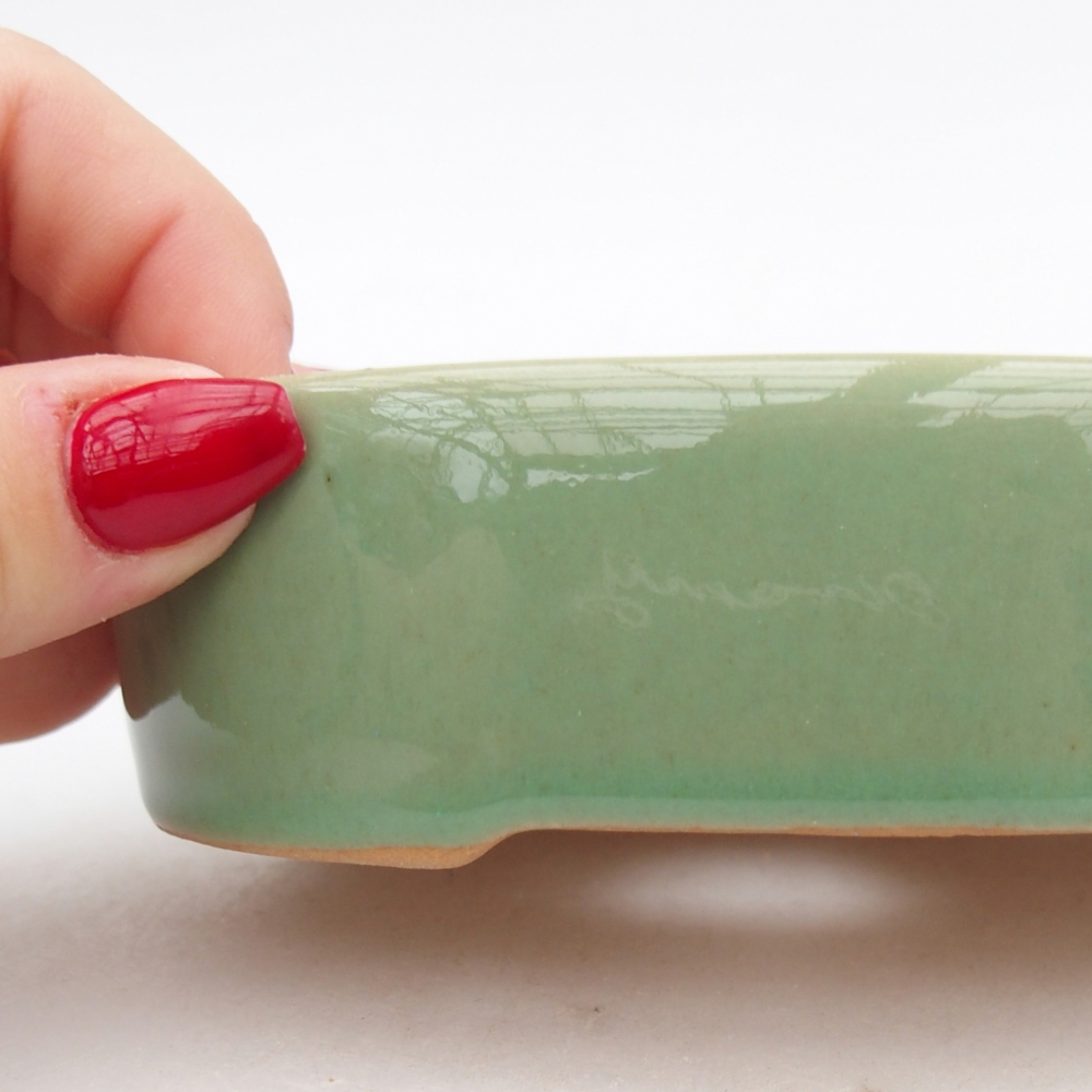 Bol à bonsaï en céramique 12,5 x 10 x 3,5 cm, vert