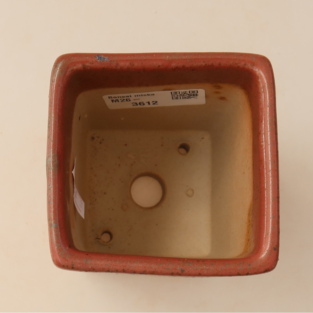 Pot à bonsaï en céramique 7,5 x 7,5 x 10 cm, couleur rose