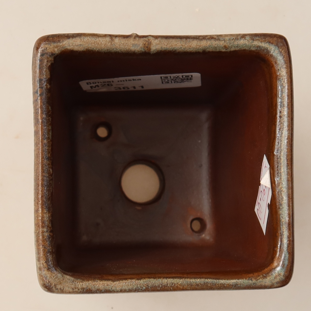Pot à bonsaï en céramique 7,5 x 7,5 x 10 cm, couleur marron