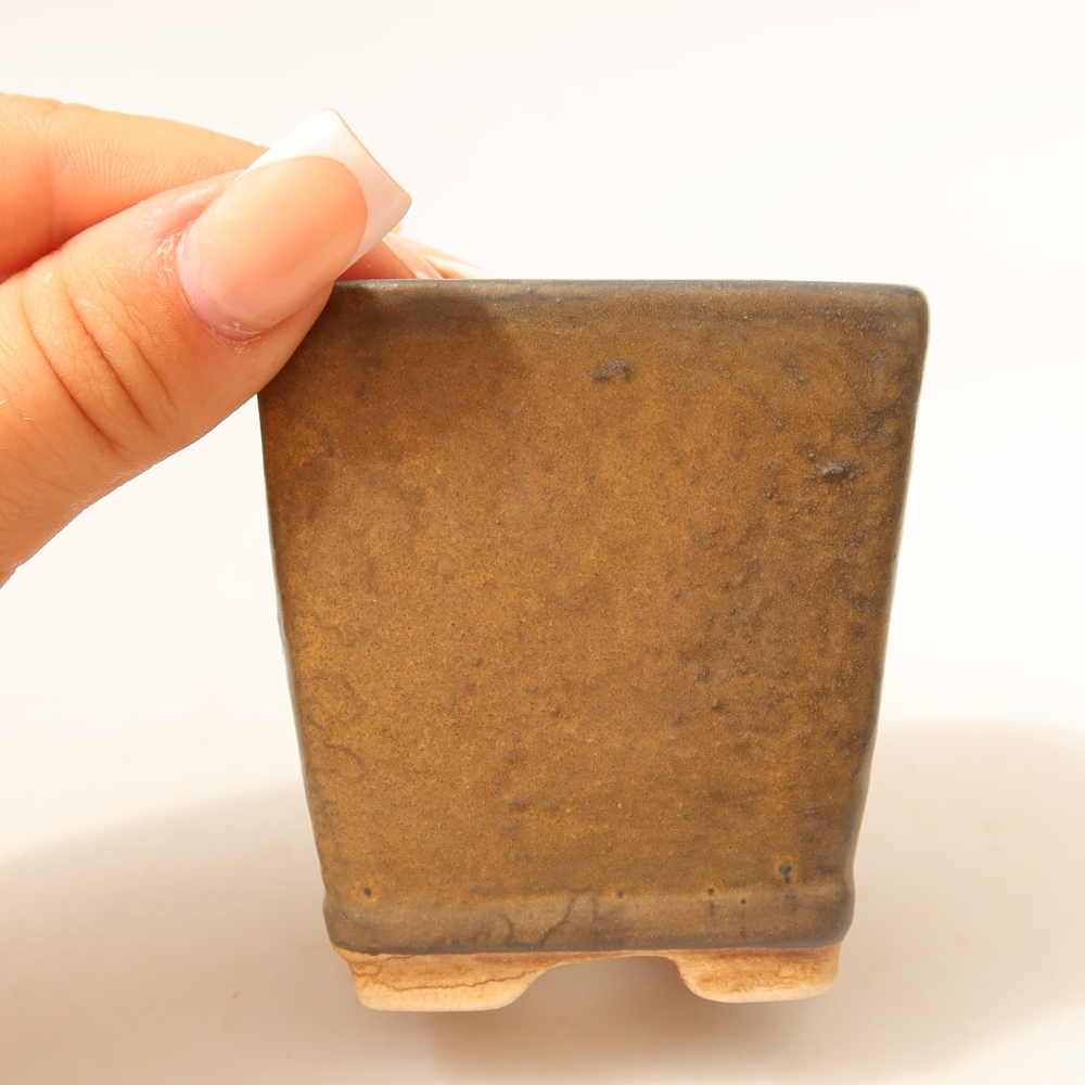 Bol à bonsaï en céramique 6,5 x 6,5 x 7 cm, brun