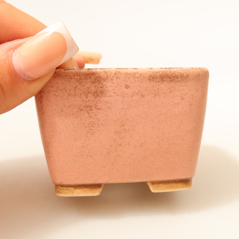 Pot à bonsaï en céramique 6,5 x 6,5 x 4,5 cm, couleur rose
