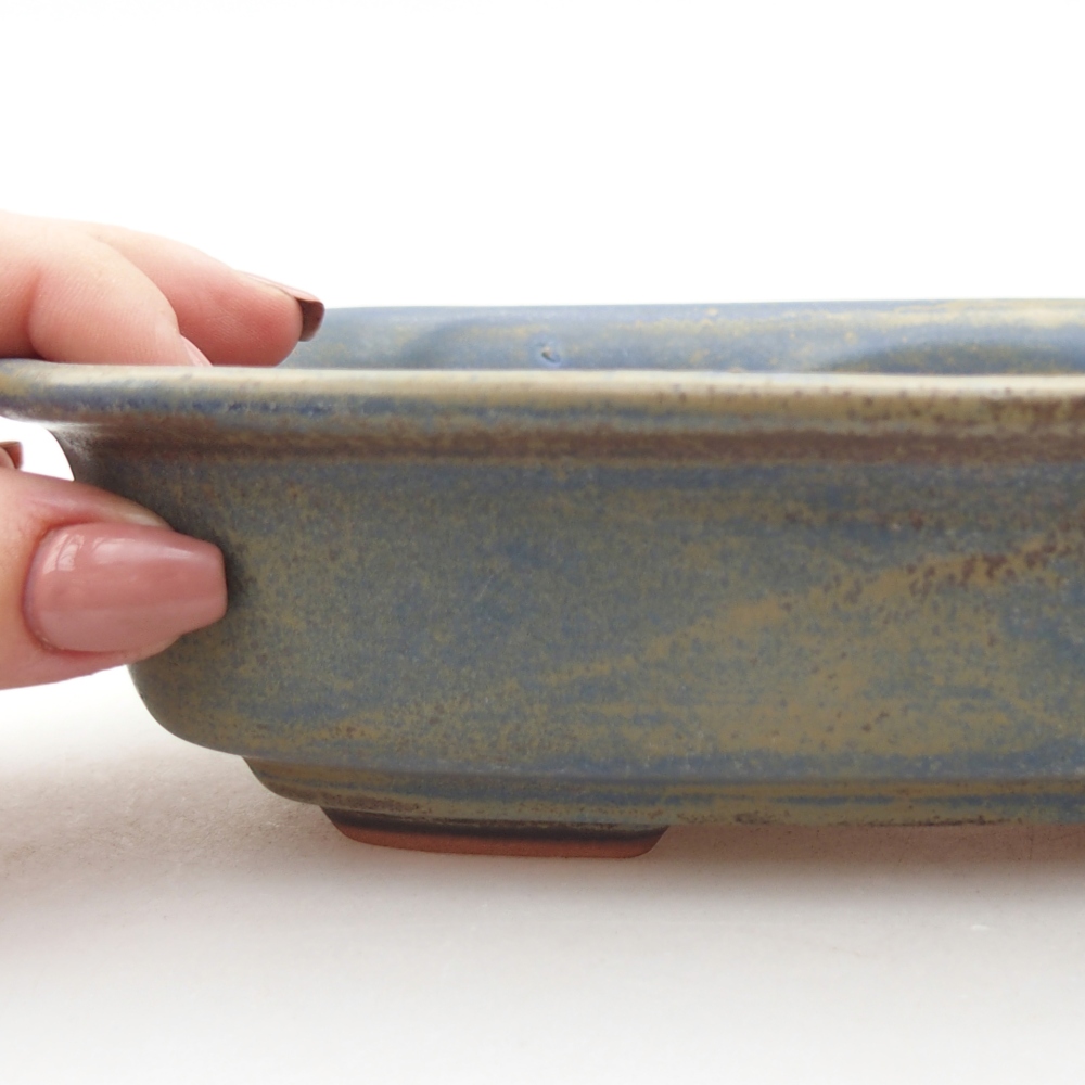 Bol à bonsaï en céramique 18,5 x 13,5 x 5 cm, couleur bleu