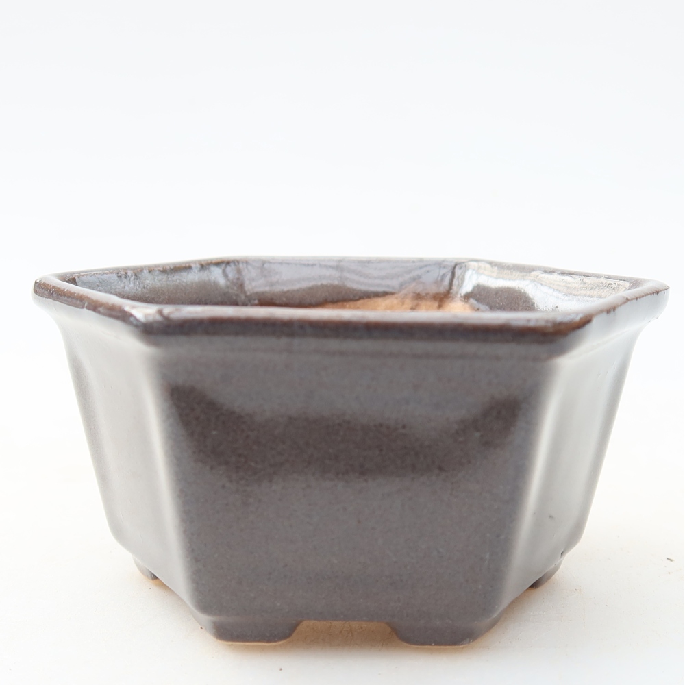 Pot à bonsaï en céramique 8 x 7 x 4 cm, couleur grise