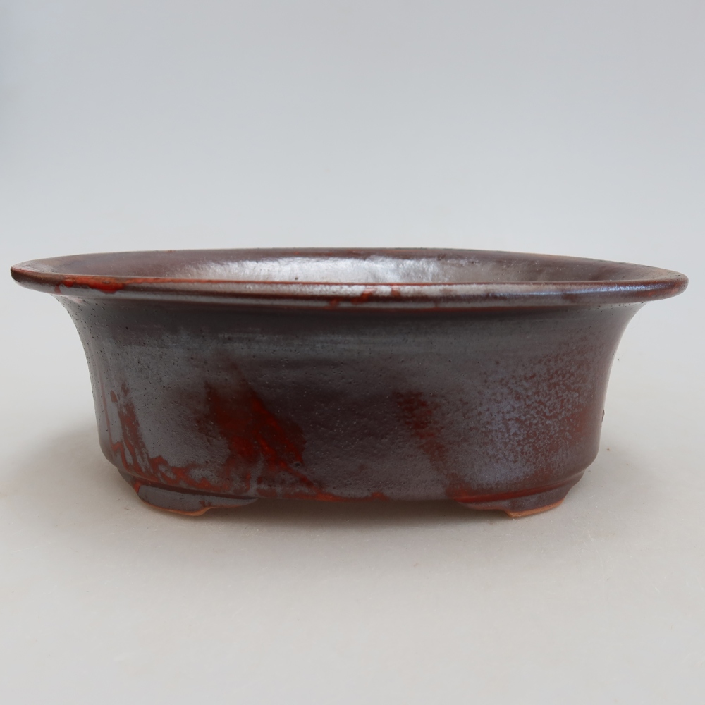 Pot à bonsaï en céramique 19,5 x 15,5 x 6,5 cm, couleur métallique