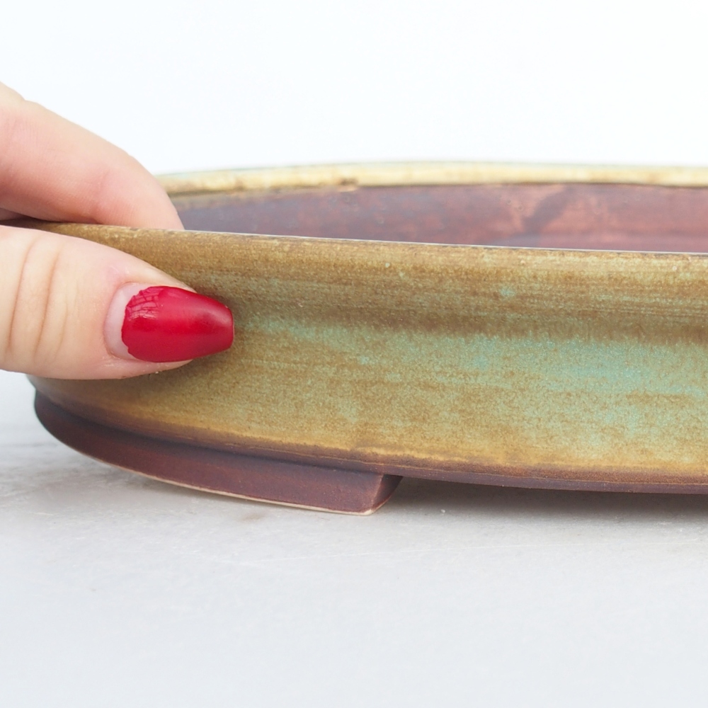 Bol à bonsaï en céramique 31 x 27 x 4,5 cm, vert