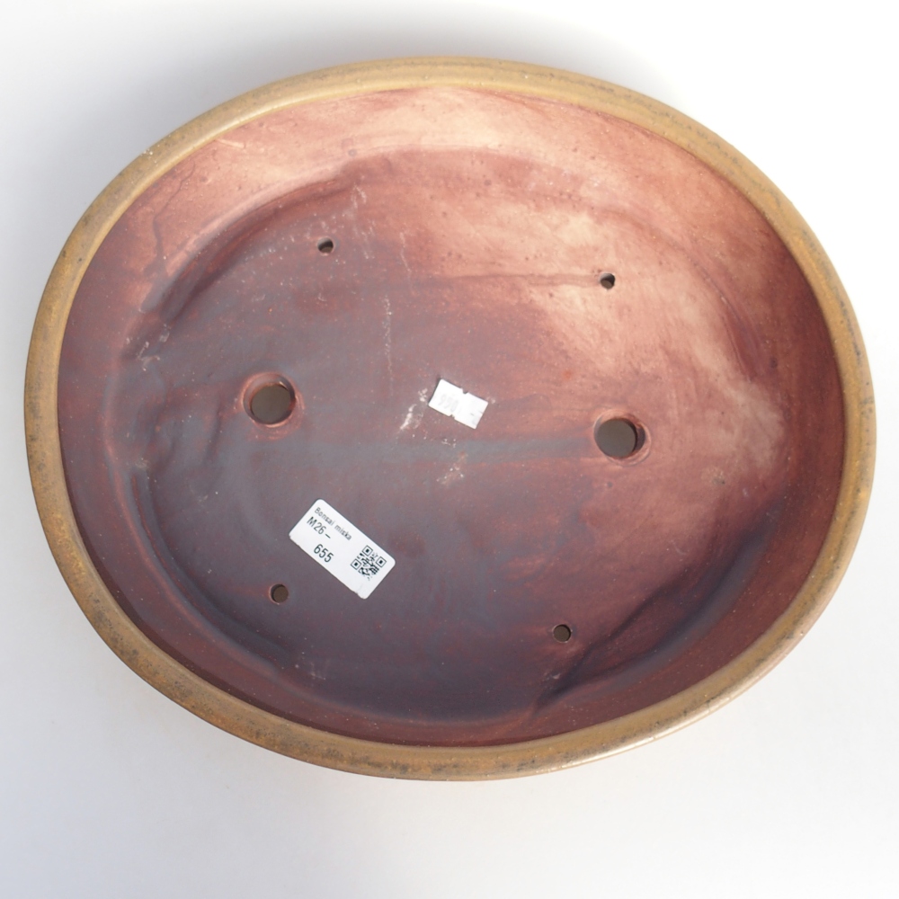 Bol à bonsaï en céramique 31,5 x 28,5 x 6,5 cm, brun