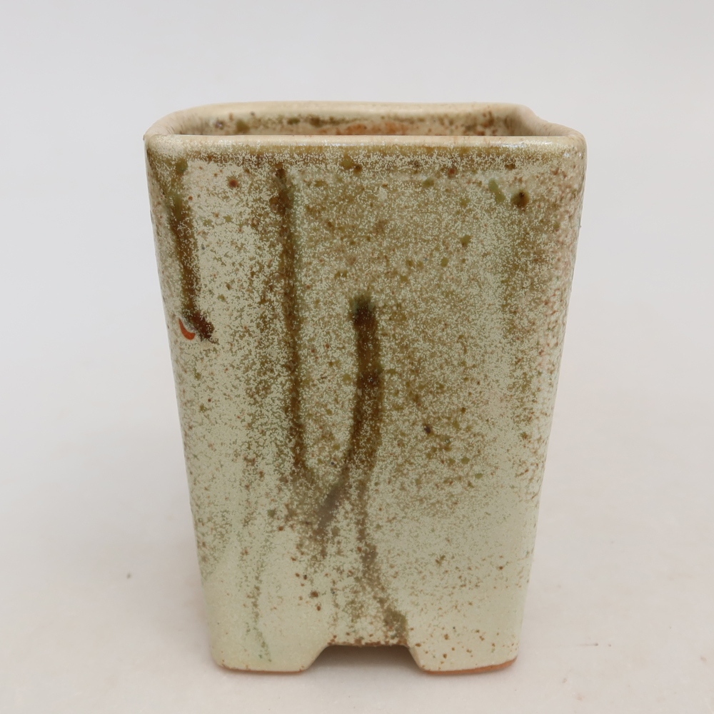Pot à bonsaï en céramique 7,5 x 7,5 x 11 cm, couleur beige