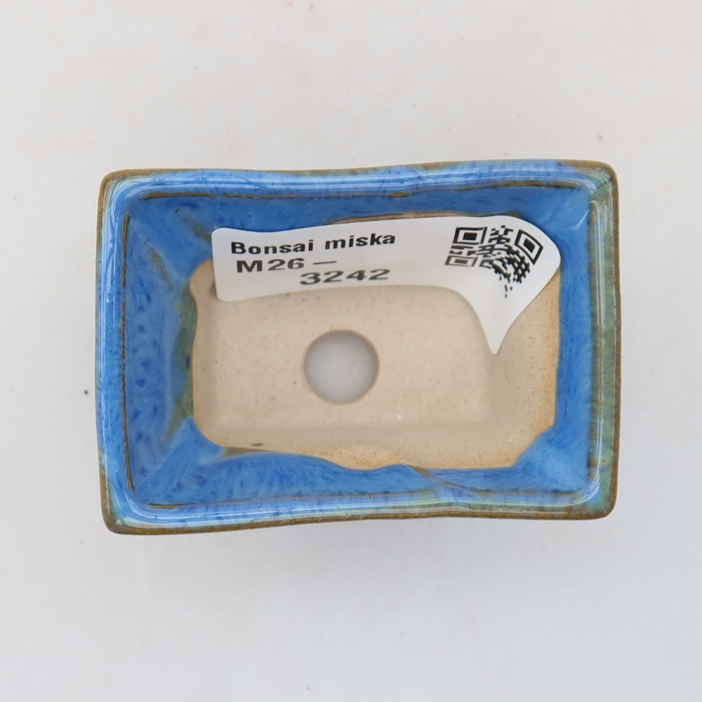 Pot à bonsaï en céramique 5,5 x 3,5 x 3 cm, couleur bleue