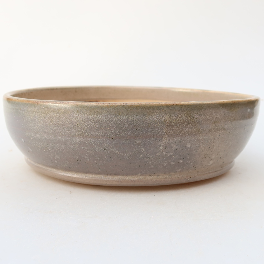 Pot à bonsaï en céramique 19 x 19 x 5,5 cm, couleur beige