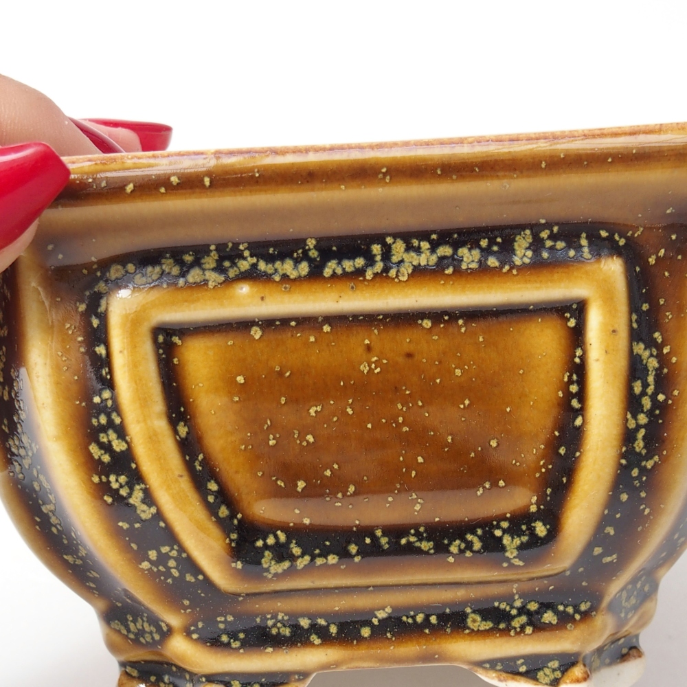 Bol à bonsaï en céramique 11 x 11 x 7 cm, jaune