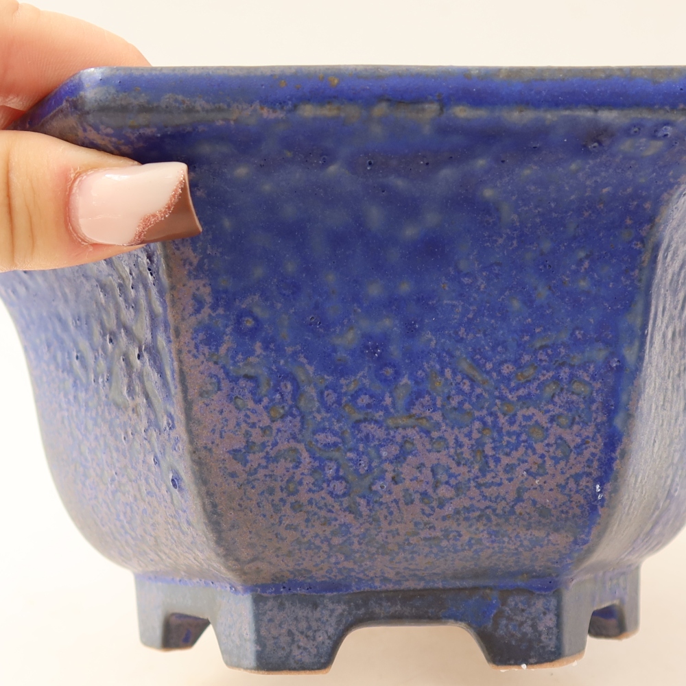Bol à bonsaï en céramique 18,5 x 16,5 x 9 cm, couleur bleu