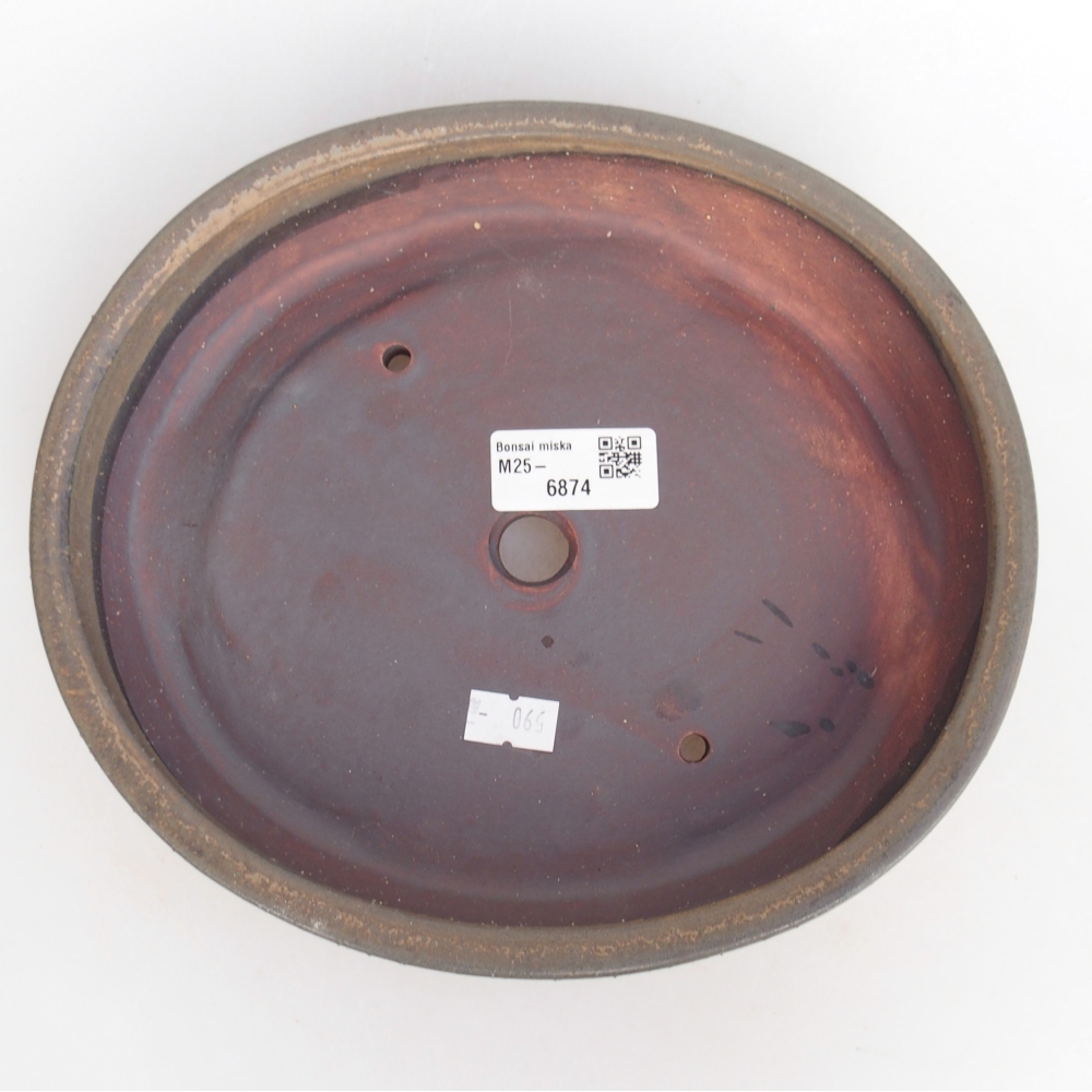 Bol à bonsaï en céramique 22,5 x 20 x 4,5 cm, brun
