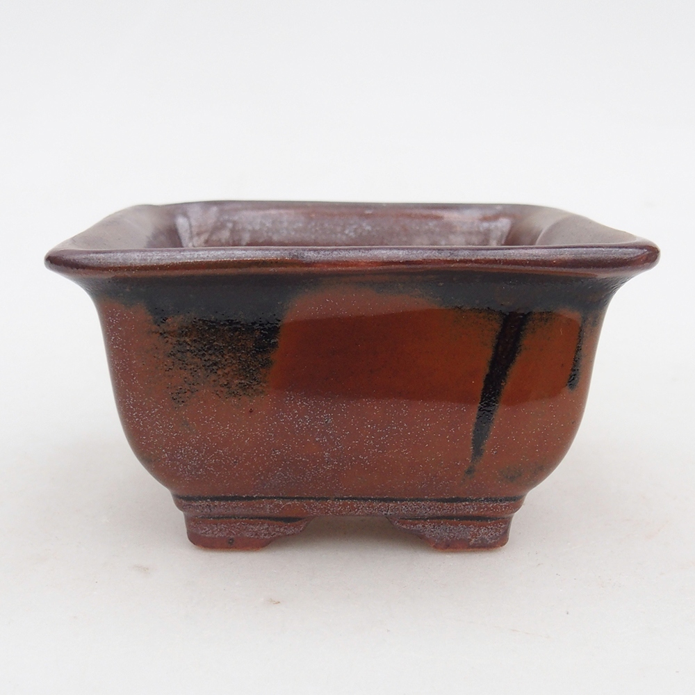 Bol à bonsaï en céramique 10 x 10 x 6 cm, bordeaux