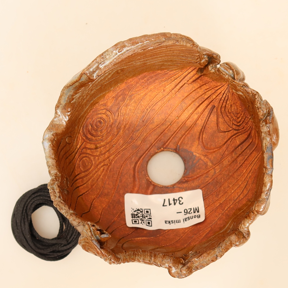Coquille en céramique pour kokedama, 10 x 10 x 7,5 cm, couleur marron