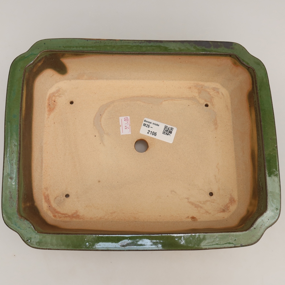 Bol à bonsaï en céramique 27,5 x 21,5 x 7 cm, vert